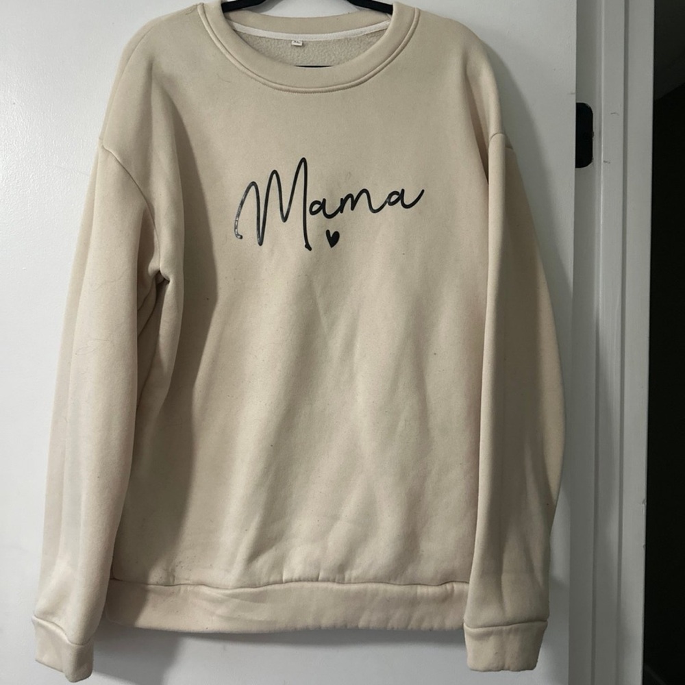 Amazon Cream 'Mama' Crew Neck Sweater